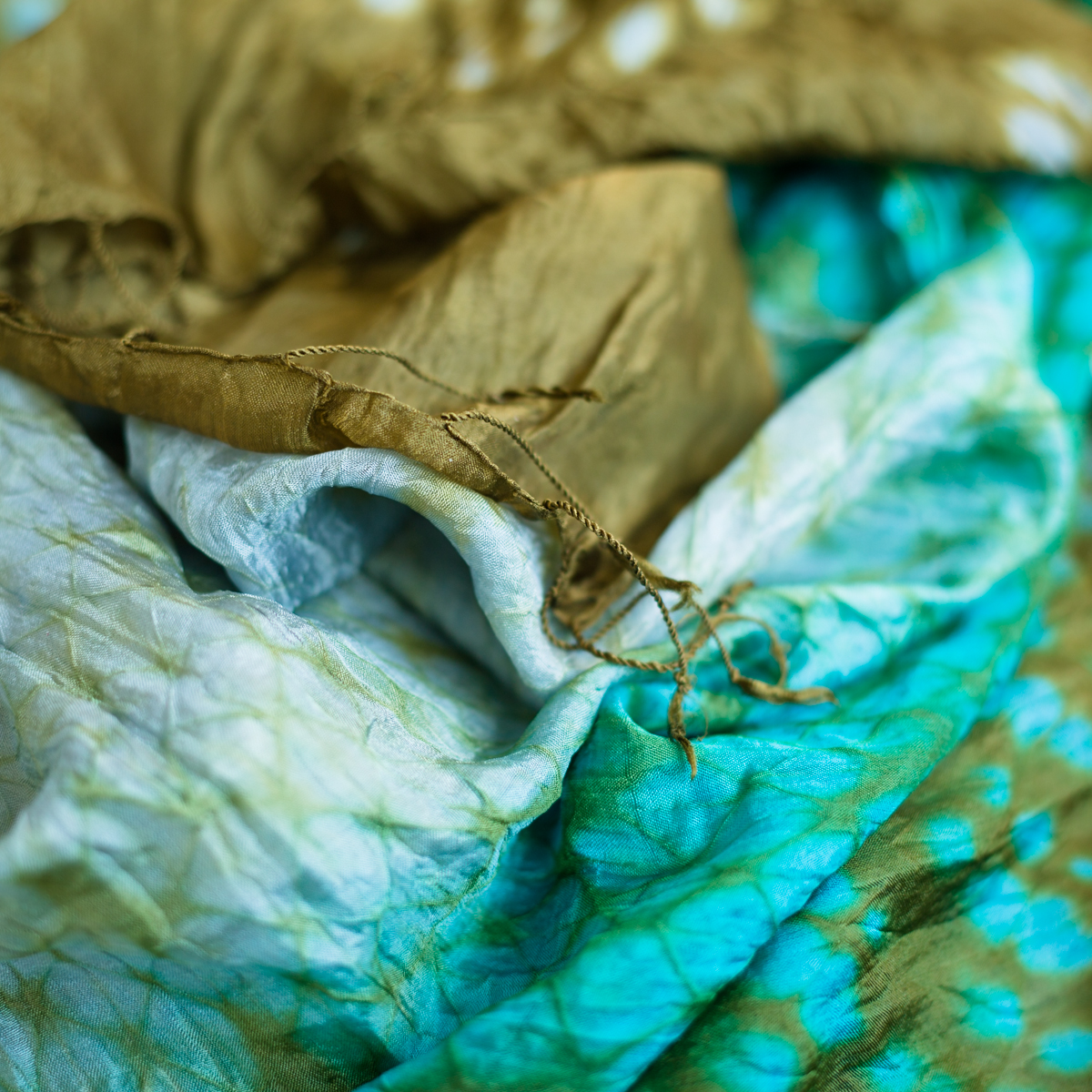 Silk scarf tie dye aqua - Counting Flowers